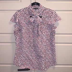 Dotted Neck Tie Blouse